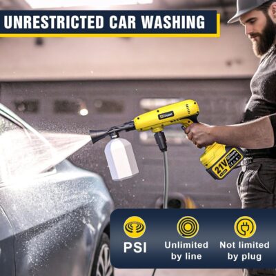 Cordless Pressure Washer,1400W Brushless Motor,1250 PSI Cordless Power Washer with 2pcs 4.0Ah Battery&Charger & 6-in-1 Nozzle,Portable Power Washer Cordless for Home,Cleaning and Garden Irrigation - Image 6