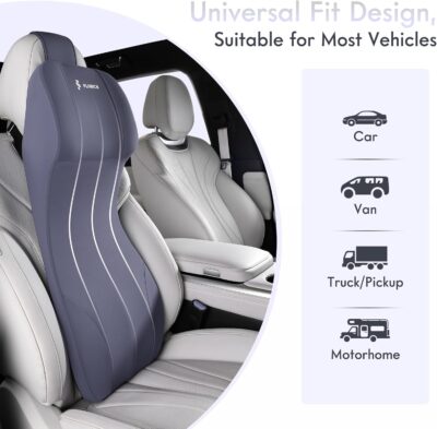 FLORICH Integrated Car Seat Lumbar Support Pillow & Car Neck Pillow Memory Foam Back Cushion for Driving Car Seat Back Support Pillow for Car Seats Driver Back Neck Sciatica Pain Relief Cushion, Blue - Image 9