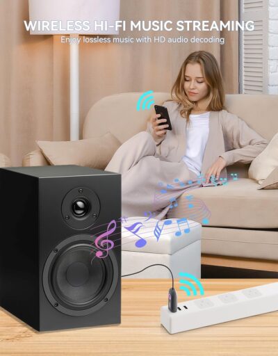 [Upgraded] AUX to Bluetooth 5.3 Adapter for Car, Bluetooth Receiver USB 2.0 to 3.5mm Jack Kit for Car Audio/Home Stereo/Speaker, Hands-Free Calling/Music Streaming, Auto On, USB-Powered - Image 5