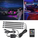 Car LED Strip Lights, 4Pcs 48 LED Interior Lights, Multicolor Music Car Strip Light Under Dash Lighting Kit with Sound Active Function and Remote Controller, DC 12V - Image 5