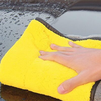 SOFTBATFY Ultrasoft, Large, Thick and Quick Drying Car Microfiber Cleaning Towel 800GSM Polishing Waxing Auto Detailing Towel Cloth (6pack,16 x 16inches) (Grey-Yellow) - Image 6