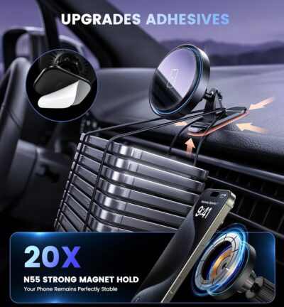 Mag-Safe Car Mount Charger 15W Magnetic Wireless Car Charger for iPhone 17 Accessories Magnetic Phone Holder for Car 3 in 1 Mag Safe Car Mount for iPhone17Pro/16/15/14/13/12 Series Gifts for Men Women - Image 6