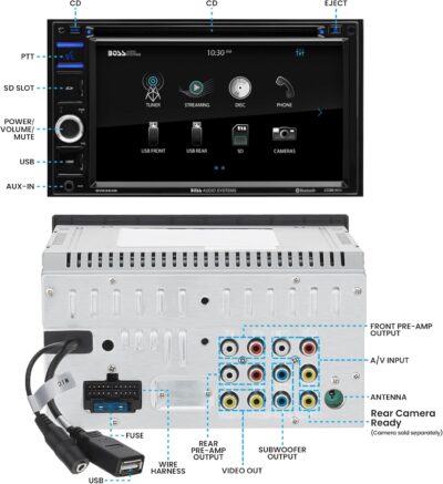 BOSS Audio Systems BVB9364RC Car Stereo - Double Din, 6.2 Inch Touchscreen, Bluetooth, CD DVD Player, AM/FM Radio Receiver, Backup Camera, USB, SD, Wireless Remote Control - Image 6