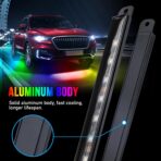 OPP ULITE Car Led Underglow Lights Aluminum Dream Chasing Color Accent Light Bar, RF Remote & APP Control Underglow Light Strip with Red Brake/Yellow Turn Signal/White Reverse Light Kit, 8PC Pack - Image 4