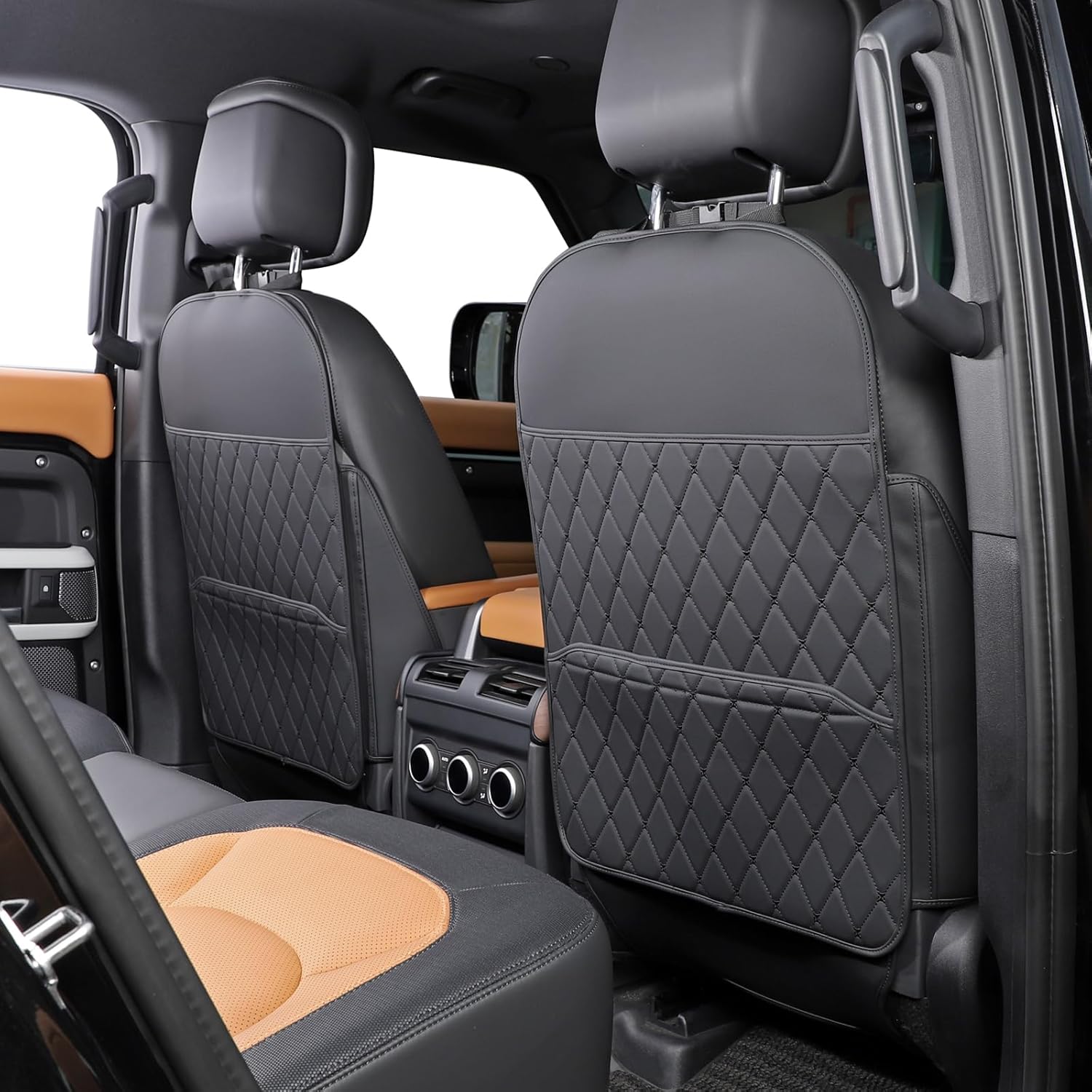 718OhkIkeJL._SL1500_.jpg Seat Back Protector + Large Capacity Pocket Storage Organizer,Preventing The Impact of Children Stepping on The Seat Backrest (Style A-Black) - Image 1