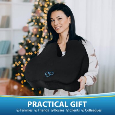 BlissTrends Seat Cushion,Thick Memory Foam Cushions for Office Chair, Car Seat, Airplane, Relieving Pressure Tailbone Sciatica Back Pain for Long Sitting Office Workers, Car Drivers 4.7in Thick Black - Image 8