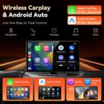 11.3" Wireless Carplay Screen for Car with N-etflix/YouTube/TikTok, Upgraded A-pple CarPlay & Android Auto Screen,Portable AI Magic Box with Backup Camera/Navigation/Voice Control,for All Vehicles - Image 2