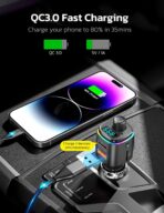 Nulaxy Bluetooth FM Transmitter, QC3.0 Fast Charge Bluetooth Car Adapter, Wireless Radio Car Kit with 7 Color LED Backlit, USB Flash Drive, microSD Card, Glossy Black - Image 2