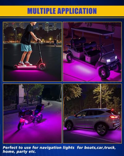 Car Led Light Strip,Pink Interior Lights for Trucks 30CM 15 SMD IP67 Waterproof Car Underglow Lights for Car Motorcycles Boat Golf Cart Home Decoration with 3M Tape - Image 2