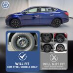 Dual-Tone Black & Gunmetal Gray 15 inch Universal Wheel Covers Hubcaps for Rims - Set of 4 | Snap-on Design Fits Sedans, SUV, Truck, Van 2000-2026 | Steel Wheels Only | No Tools - Image 9