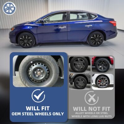 Dual-Tone Black & Gunmetal Gray 15 inch Universal Wheel Covers Hubcaps for Rims - Set of 4 | Snap-on Design Fits Sedans, SUV, Truck, Van 2000-2026 | Steel Wheels Only | No Tools - Image 9