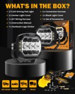 Auxbeam 5Inch LED Offroad Lights, 270° Ultra-Wide Ditch Lights Side Shooter Driving Pods with W/A DRL+Turn Signal Light, 174W XP-Ultra Series Spot Flood Combo Cube Fog Light with Yellow/Black Cover - Image 7