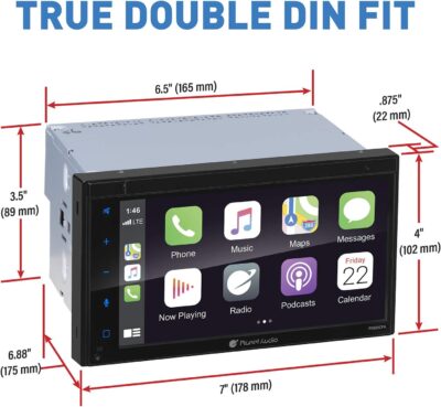 Planet Audio P9900CPA Car Stereo – Wireless CarPlay Android Auto, Double-Din, 6.75 Inch Touchscreen, Bluetooth, No DVD CD Player, Radio Receiver - Image 6