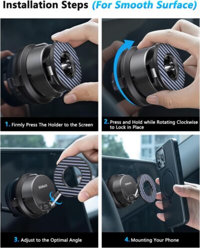 Magnetic Phone Holders for Your Car [89+LBS Suction & 3200gf Magnetic] Magsafe Car Phone Mount, Vacuum Suction Cup Car Mount for iPhone 17 Pro Max Mens Gifts for Birthday Anniversary Father Day - Image 8