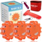 Marcala 3-Pack Emergency Lights for Vehicles | DOT Compliant Emergency Flares for Car with Batteries, Whistle & Case | LED Road Flares | Emergency Roadside Lights | Drive and Feel Safer on the Road!