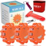 Marcala 3-Pack Emergency Lights for Vehicles | DOT Compliant Emergency Flares for Car with Batteries, Whistle & Case | LED Road Flares | Emergency Roadside Lights | Drive and Feel Safer on the Road!