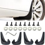 4PCS Car Mud Flaps, Black Mud Flaps Splash Guards, Fender Front & Rear Mud Guards Splash, No Drilling Mudguards Fenders with Hardware Kits, Mud Flaps Splash Guards Accessories Universal for Car