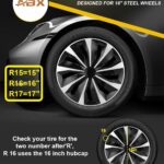 ABX Hubcap Wheel Covers Hub Caps 16 Inch Set of 4 Black & Silver Universal Wheel Rim Cover R16 Stylish Car Decor Wheel Covers for Toyota Camry Nissan Mazda (Black-A1, 16 inch)