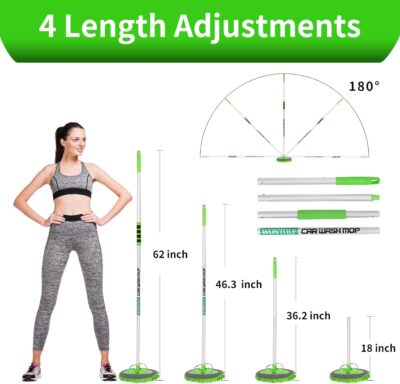 Wontolf 62'' Car Wash Brush with Long Handle Chenille Microfiber Car Wash Mop Mitt Kit Car Detailing Brush Cleaning Kit Window Squeegee Car Duster Drying Towels Tire Brush for Cars RV Truck Boat - Image 6