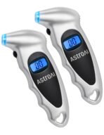 AstroAI Digital Tire Pressure Gauge 0-150PSI Calibrated to ANSI B40.7 +/-1PSI, 4 Units for Car Truck Bicycle with Backlight LCD and Presta Valve Adaptor, Sliver, 2Pack