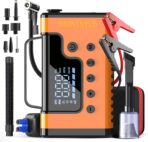 Car Jump Starters with Air Compressor, 5000A Portable Car Battery Booster, Clean Vacuum Cleaner, 12V Lithium Ion Battery Charger, 150PSI Tire Inflator for 8.0L Gasoline and 6.0L Diesel Engines