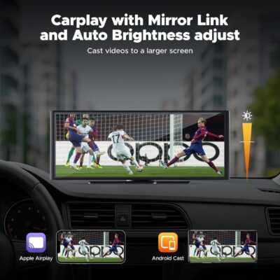 Volam 9.26'' Carplay Screen for Car with 4K Dash Cam, Compatible with Apple Carplay & Android Auto, Carplay with 1080p Backup Camera, Mirror Link, Loop Recording, GPS Navigation - Image 8