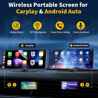 11.5" Largest Wireless Carplay HD Screen for Carplay & Android Auto Car Stereo with 4K Dash Cam 1080P Backup Camera, GPS Navigation/Bluetooth/Mirror Link/Voice Control/AUX/FM/Siri - Image 4