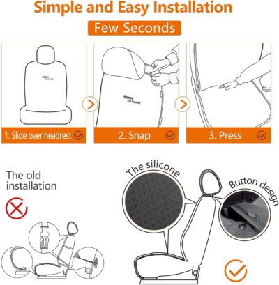 Sojoy IsoTowel Car Seat Cover for Front Seat,Breathable Fabric with Non-Slip Bottom,Comfort Car Seat Protector for Cold Weather (Black & White) - Image 5