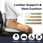 Coverado [Upgraded] Car Seat Cushion and Lumbar Support Pillow One Piece, Memory Foam Ergonomic Back Support Driving Seat Cushion for Back Pain, Non-Slip Washable Cushion for Car, Driver, Office - Image 3