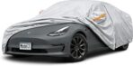 6 Layer Heavy Duty Car Cover Custom Fit for Tesla Model 3 with Charging Port Flap, Waterproof All Weather Car Tarp Outdoor Protection with Cotton Lining