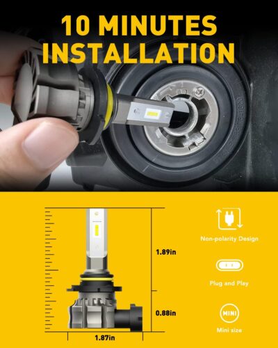 AUXITO 9145 LED Fog Light Bulbs, 6000LM 6500K Cool White Light, 300% Brightness H10 9140 9045 9040 Led Fog Lights, CSP LED Chips, DRL Replacement for Cars, Pack of 2 - Image 5