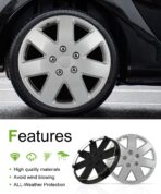 SCITOO 16" Silver Hubcaps Set of 4, fits Cars, Trucks, SUVs, Easy Install, Universal fit, Stylish & Rust-Resistant - Image 5