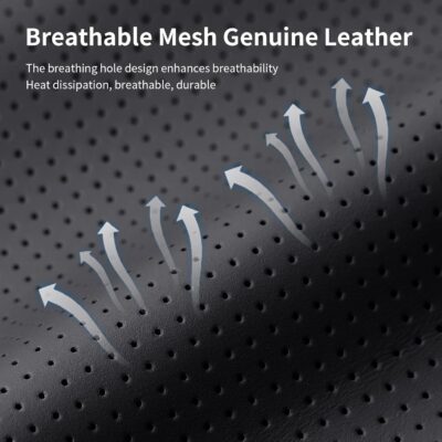 Quintor Genuine Leather Car Neck Pillow,Memory Foam Headrest Cushion, Ergonomic Cervical Support for Tesla Model 3/Y/X, Lexus, BMW- Breathable & All-Season Soft (2 PC) - Image 5