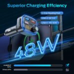 Bluetooth 5.4 Car Adapter, Wireless FM Transmitter with Deep Bass Player, 48W Fast Charging Bluetooth Adapter for Car, Hands-Free Calling & Audio Receiver, MP3 Music Player, Support USB Drive - Image 2