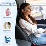 Car Seat Cushion with Neck Pillow & Lumbar Support Kit Back Sciatica Tailbone Pain Relief Car Pillows Ergonomic Memory Foam Back Support for Driving Seat Office Chair Wheelchair Black - Image 2