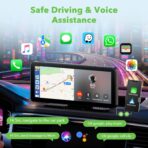 6.86" Wireless CarPlay Screen for Apple Carplay and Android Auto, Dual Dash Cam 2.5K Front 1080P Rear Recording, Voice Control, GPS Navigation, Mirror Link, Bluetooth, FM, AUX, Fits Most Cars - Image 2