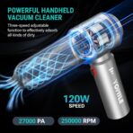Mini Vacuum Cleaner, 2 in 1 27000PA Brushless Car Vacuum &250000RPM Air Duster 9000mAh Battery Air Blower Wireless Handheld Vacuum for Car,Office and Home (27Kpa) - Image 6