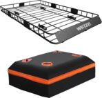 WEIZE 54" x 34" Heavy Duty Roof Rack Basket, 200LBS Universal Rooftop Cargo Basket with Waterproof Bag, Cargo Net & Tie Down Straps, Steel Luggage Holder for Car SUV Truck