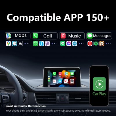 Wireless CarPlay Adapter with Wired DP Video Streaming for Net-Flix YouTube TikTok, Screen Mirroring for iOS & Android, Voice Control Navigation Music Calls, Compatible with Wired CarPlay Gray - Image 4