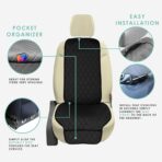FH Group Car Seat Cushion – Neosupreme Single Front Seat Cover with Front Pockets, Airbag Compatible, Universal Fit Car Seat Cushion for Driver or Passenger Seat, SUV, Truck, Sedan & Van – Black - Image 4