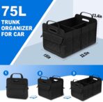 Car Trunk Organizer, 75L Large Capacity Waterproof Auto Storage with Non-Slip Bottom Strips, Collapsible Cargo Organizer for Suv, Truck, Sedan, Portable Car Accessories for Women Men(Black) - Image 2