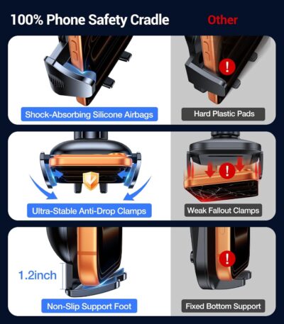 VICSEED 2026 Ultimate Sturdy Car Phone Holder [Upgraded 95+LBS Strongest Suction] Universal Long Arm Cellphone Mount for Car Dashboard Windshield Vent Truck Boat for iPhone 17 16 Pro Max & Android - Image 9