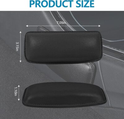 wuyaoyao 2PCS Car Door Armrest Pads, Soft Leather Elbow Pad Arm Rest for Car, Comfortable Car Knee Cushion, Automotive Elbow Leg Thigh Support Cushion Pillow, Interior Car Accessories (Black) - Image 2