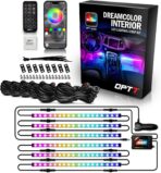 OPT7 Aura DreamColor RGB-IC Car Interior Ambient Light, 6PC Single Row LED Strips, Color Chasing Light Kit w/APP & Remote Control, Universal for Vehicles SUV Truck Pickup Van