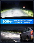 Marsauto H11/H8 LED Fog Light Bulb, 10000 Lumens 6000K White Super Bright & Compact H16/H8/H11 LED Bulb, 1:1 Mini Size Plug and Play Fog Lights, Side Marker & Parking Light Combos, Pack of 2 - Image 2