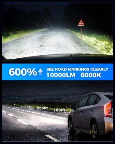 Marsauto H11/H8 LED Fog Light Bulb, 10000 Lumens 6000K White Super Bright & Compact H16/H8/H11 LED Bulb, 1:1 Mini Size Plug and Play Fog Lights, Side Marker & Parking Light Combos, Pack of 2 - Image 2