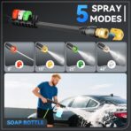 Pressure Cleaner 5000PSI, Heavy Duty Power Cleaner, with 4 Nozzles,Foam Cannon,33FT Hose and 500ml Soap Bottle,Car Wash Machine/Car/Driveway/Patio Clean (Blue) - Image 2
