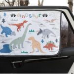 Magnetic Car Sun Shade Curtain for Side Window – Sun Blocker and UV Protector for Baby, Kids, and Pets – Universal Fit with Built-in Magnets for Steel-Framed Door (Dinosaur)
