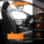 Car Seat Cover Full Set, Leather Car Seat Cover, Waterproof Seat Covers, Car Seat Cushion, Nappa Leather Seat Covers Car Seat Protector Universal Fit Most Cars Black - Image 5
