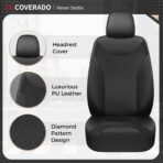 Coverado Seat Covers Full Set, 5 Seat Black Car Seat Covers, Leather Car Seat Protectors, Automotive Front and Back Seat Covers, Waterproof Car Seat Cushions Universal Fit for Most Sedan, SUV, Truck - Image 3